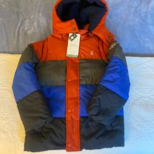 Joules Red, Blue, and Gray Kids Puffer Jacket